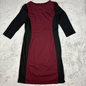 Talbots Women's‎ Sheath Dress Black Crimson Flattering Crewneck Office Career 10